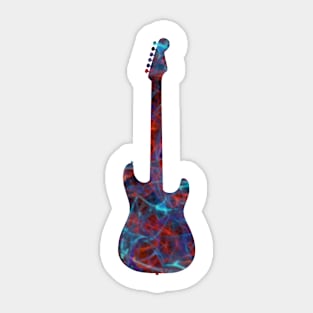 Blue on Red Flame Guitar Silhouette Sticker